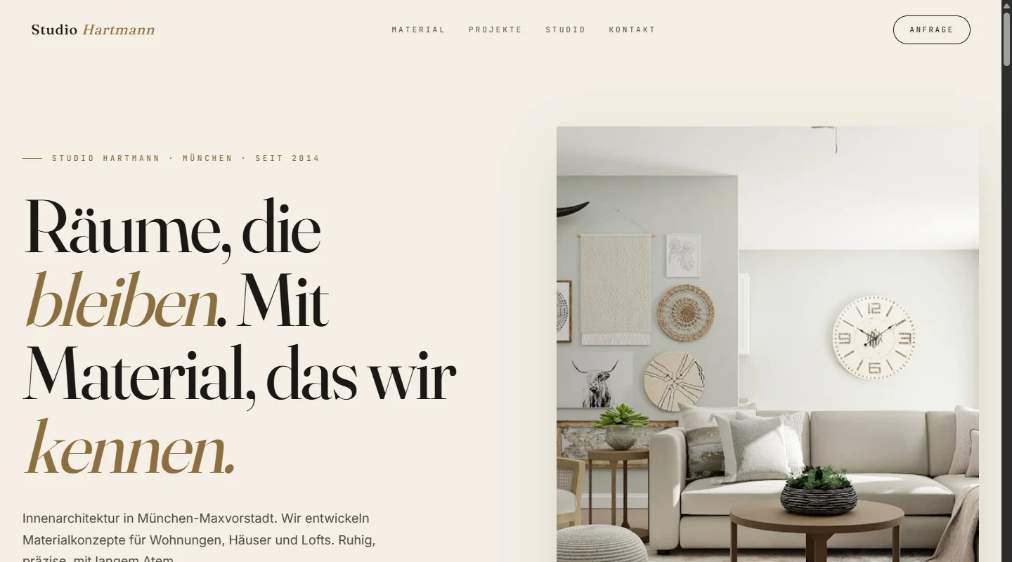 Demo-Website Studio Hartmann · Innenarchitektur München-Maxvorstadt